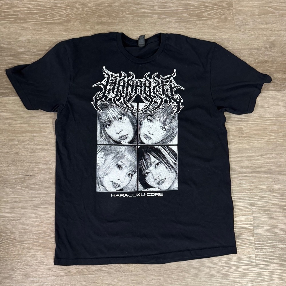 Hanabie T-Shirt Mens Large Black World Tour 2024 Harajuku-Core Graphic Tee